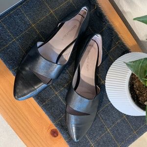 Black Leather - Chocolat Blu D'Orsay Ballet Flats